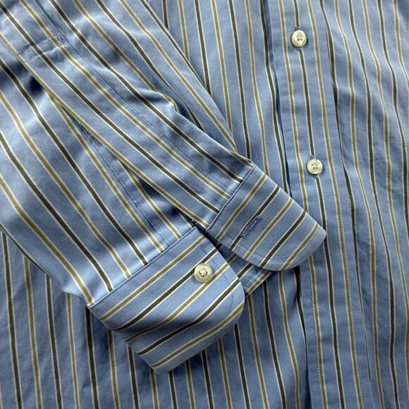 Brooks Brothers 16.5 36 Slim Fit Non Iron Striped Blue Button Up Point Collar - Picture 12 of 16